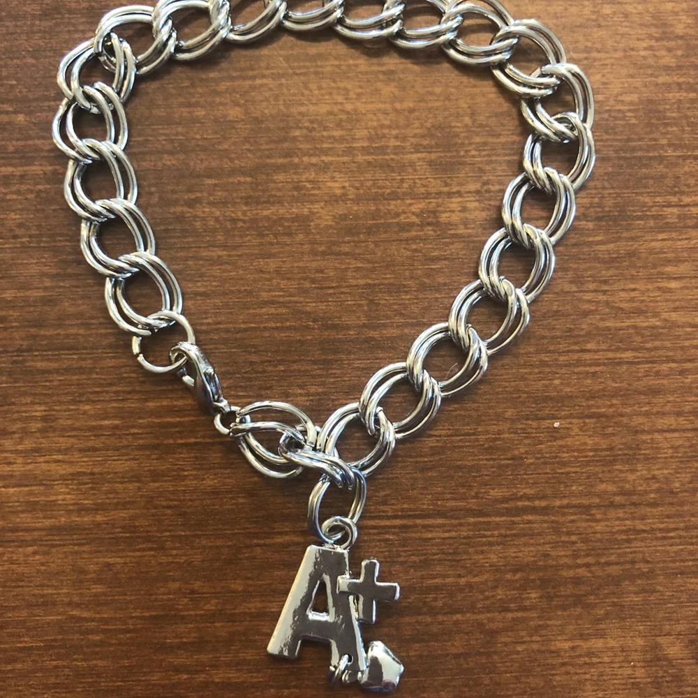 Pewter Link Bracelet With Teacher Charm